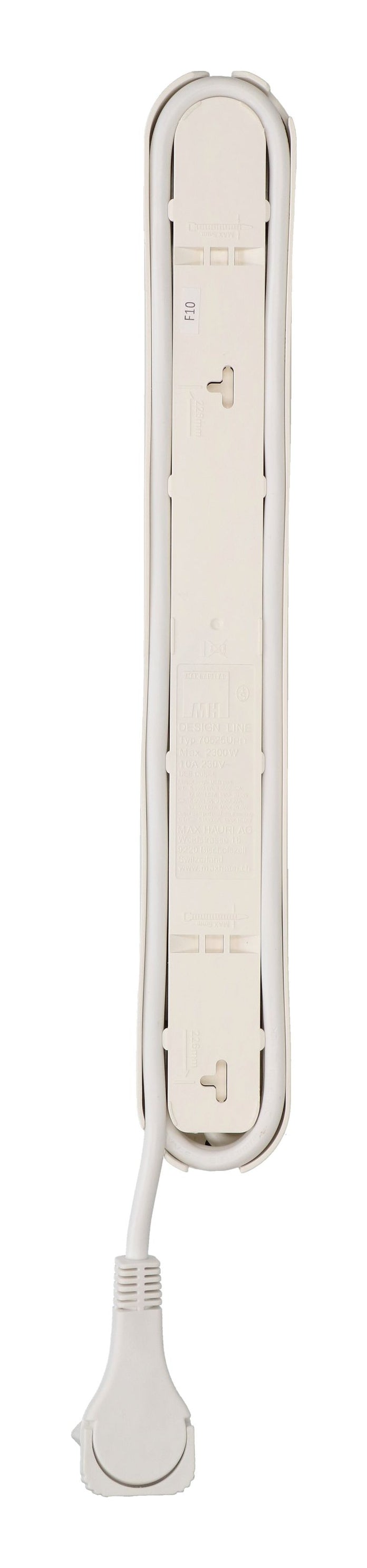 Max Hauri AG Max Hauri Design Line Steckdosenleiste – 5× T13, 2× USB-C 20 W, 2,2 m, mit Schalter, Weiss
