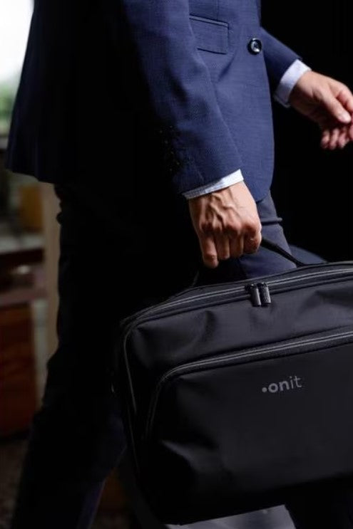 ONIT Notebook-Tasche bis 14,1" – Trolley-Band, abnehmbarer Schultergurt – Schwarz