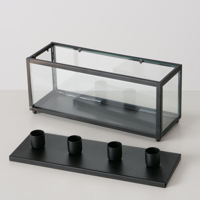 Boltze Kerzenleuchter Eliana – Glas & Metall, mehrfarbig – 9 × 14 × 26 cm