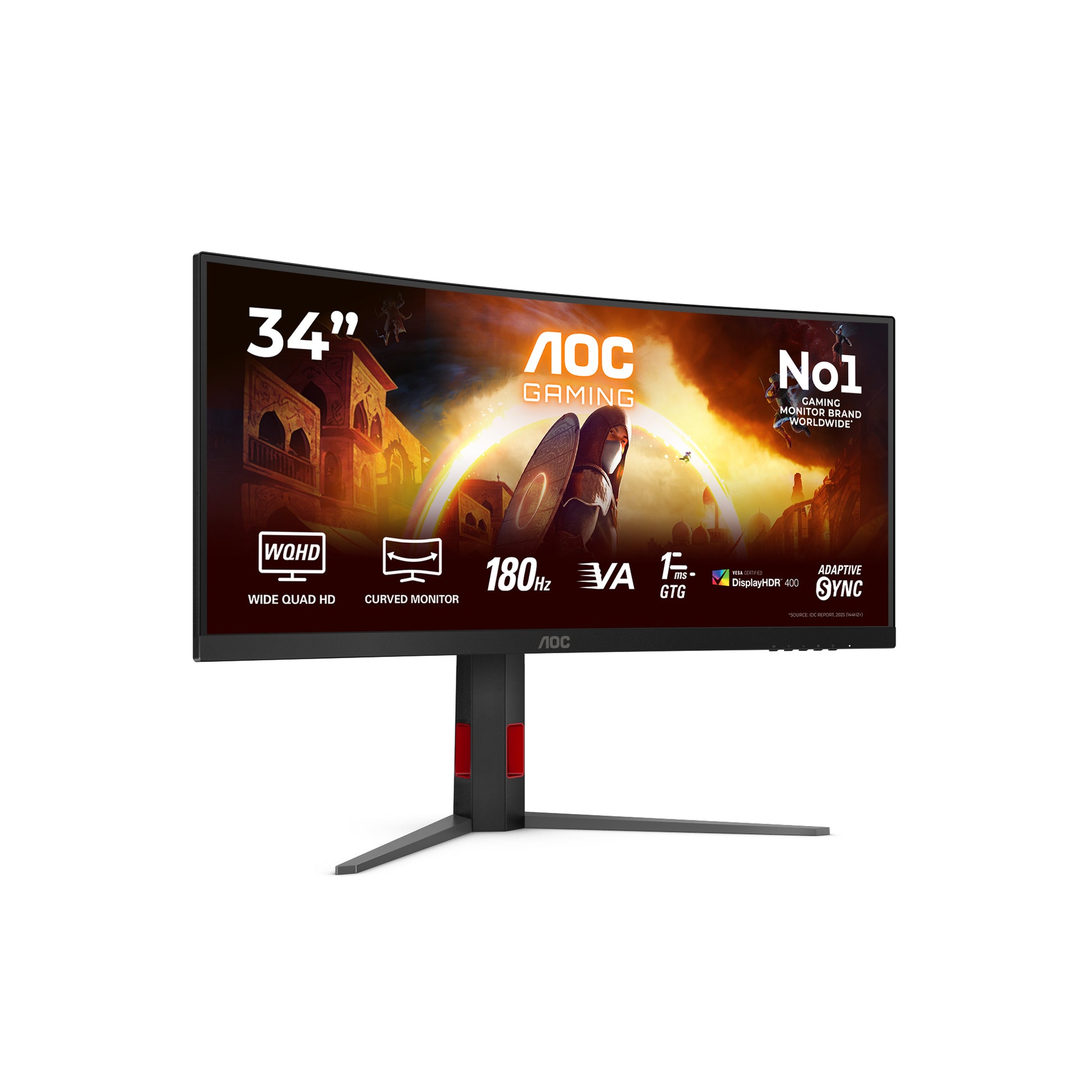 AOC CU34G4CA – 34" Curved, 3440 × 1440 (UWQHD), VA, 180 Hz, USB-C 90 W, KVM, DisplayHDR 400