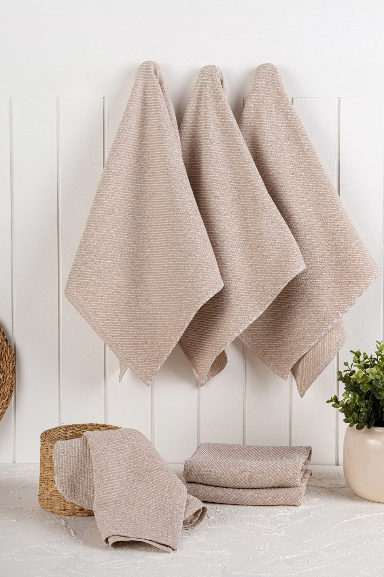 Hermia Geschirrtuch Eloise – beige – 43 × 76 cm – Polyester – 6er-Set