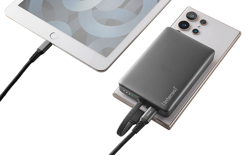 Intenso MC10000 MagSafe Powerbank 10'000 mAh – 20 W PD, 2× USB-C, schwarz/grau