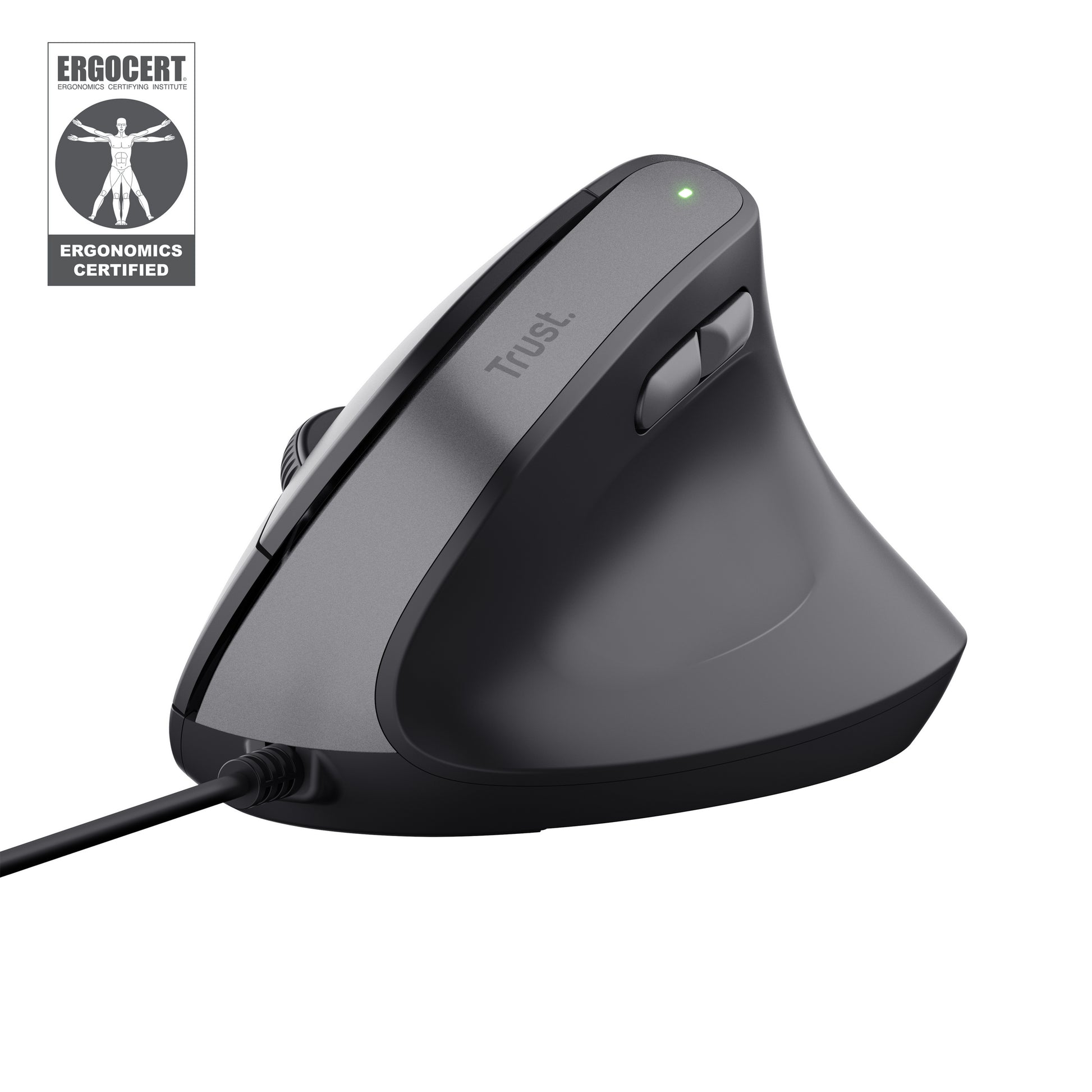 Trust Bayo II Ergonomisch – Vertikale Maus – Kabelgebunden (USB-A), Rechts, Schwarz