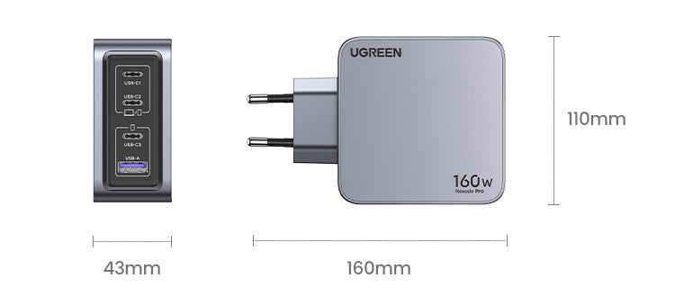 Ugreen Nexode Pro Netzteil – 160 W, PD, GaN – für Smartphones, Tablets, Laptops