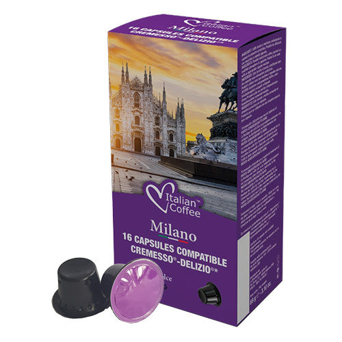 Italian Coffee Milano – Kapseln für Delizio – Café Crème, Intensität 4, 16 Kapseln