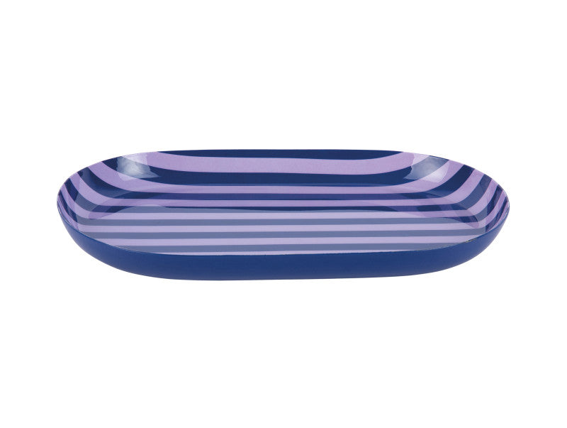 present time Serviertablett Animado Oval Small – 15 × 25 × 2,5 cm, Eisen, Violett/Blau