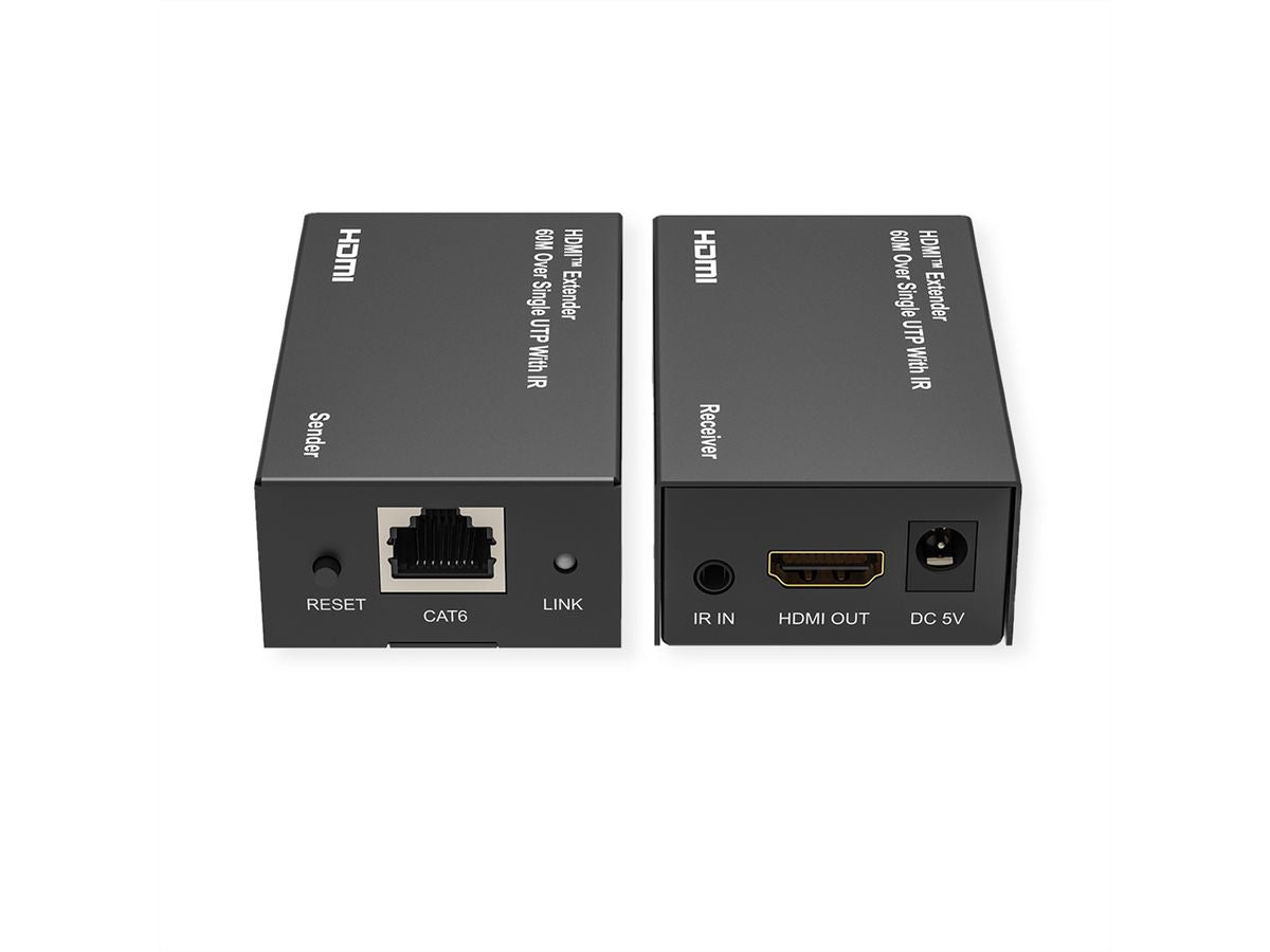 VALUE HDBaseT Extender-Kit – bis 60 m, 1920 × 1080 @ 60 Hz, HDMI 1.3, IR-Fernbedienung, Schwarz