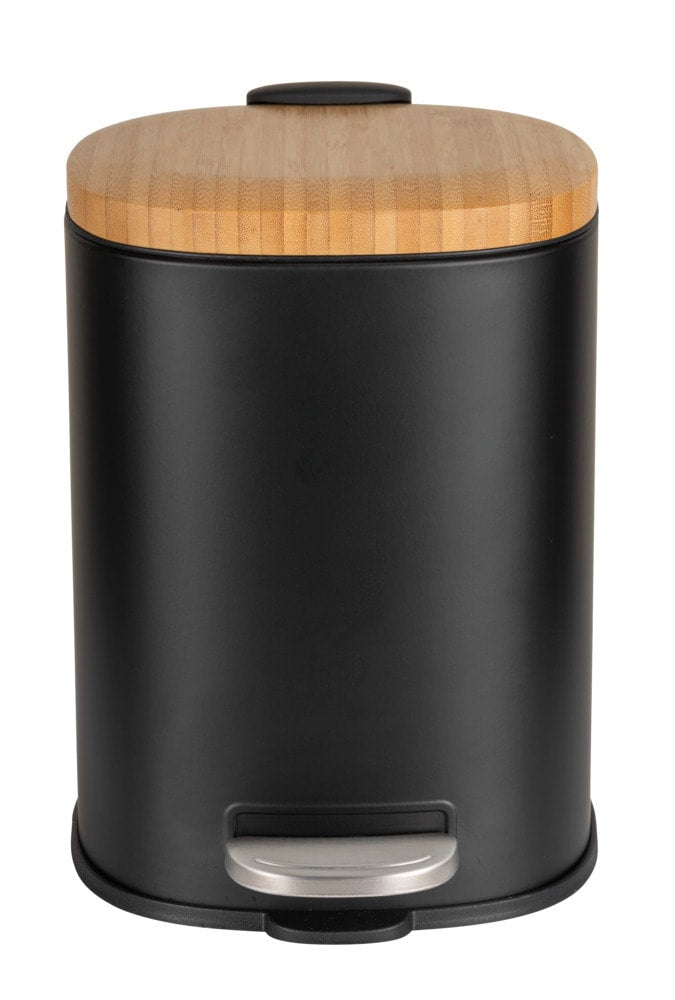 WENKO Tisch-Abfallbehälter Fianema – 3 l – mit Deckel – Stahl, schwarz – B × H × T 170 × 235 × 210 mm