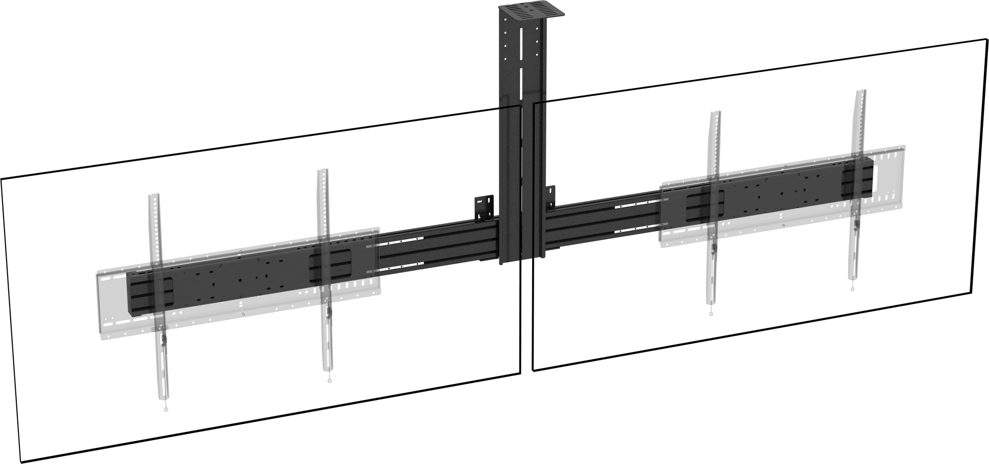 Vision F50 Schienen-Modul – 3 Displays, bis 95 kg – für VFM-W4X4, VFM-W4X6, VFM-W6X4 und andere – Schwarz
