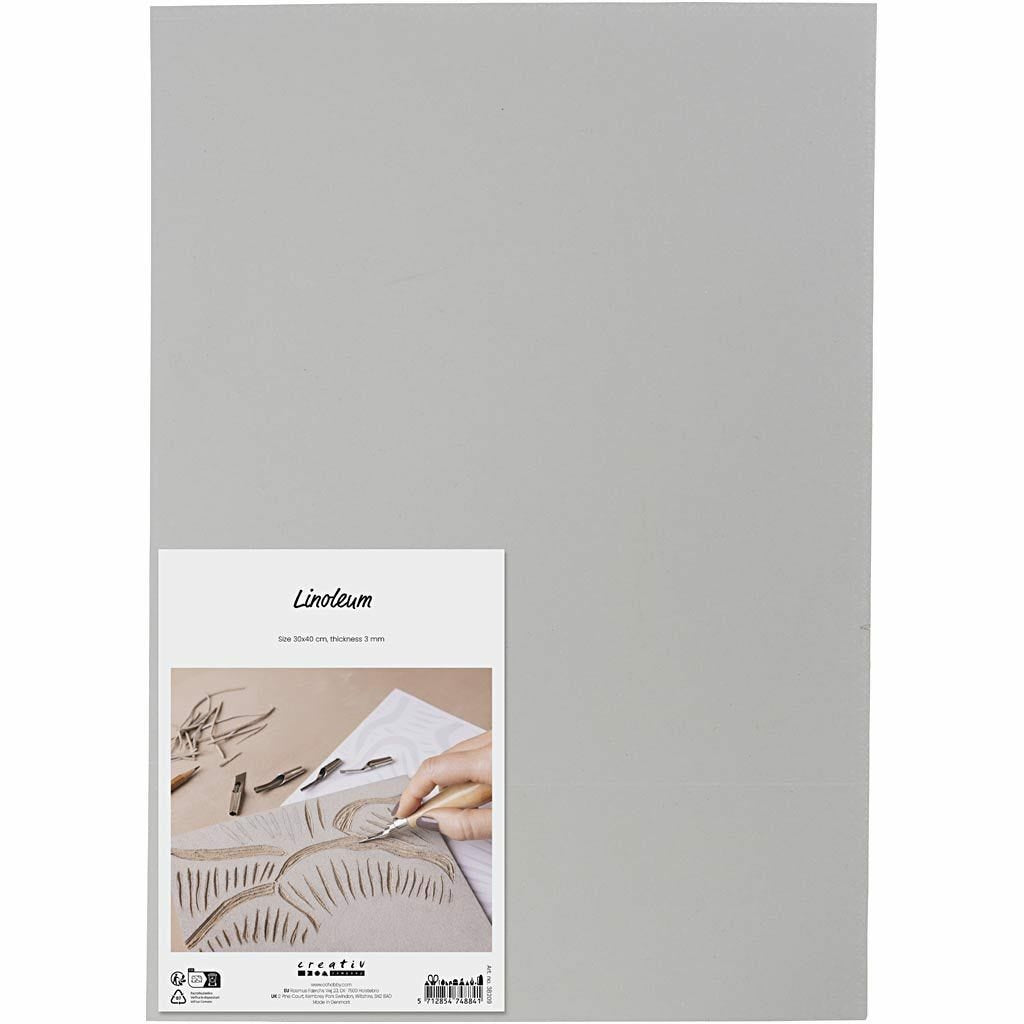 Creativ Company Linolplatte, Grau, 30 × 40 cm, 3 mm, 1 Stk., Art.-Nr. 38209