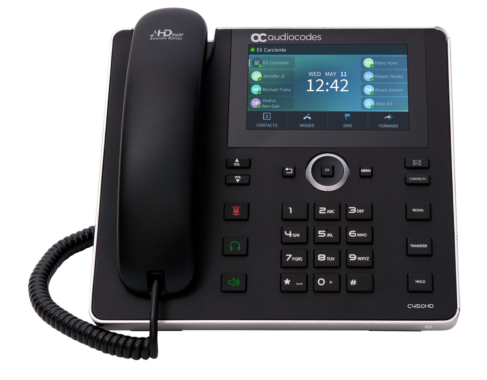 AudioCodes C450HD – IP-Telefon, PoE, Gigabit-LAN (RJ45), mit integriertem Bluetooth