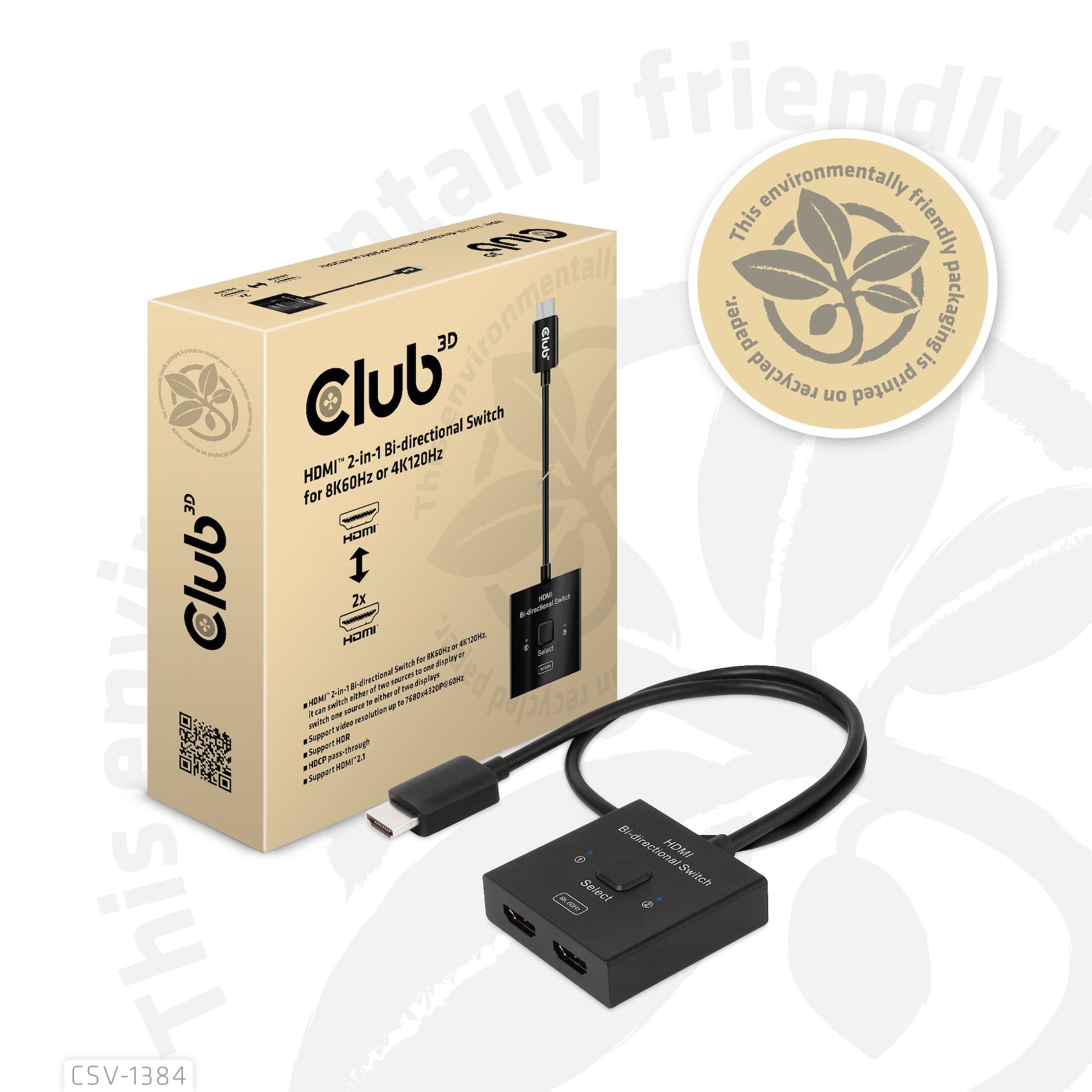 CLUB3D Club 3D CSV-1384 – HDMI Switch, 2×1, 8K@60 Hz