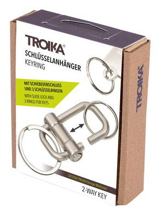 Troika Schlüsselring – mit 3 Ringen, Schiebeverschluss, Metall, Silber