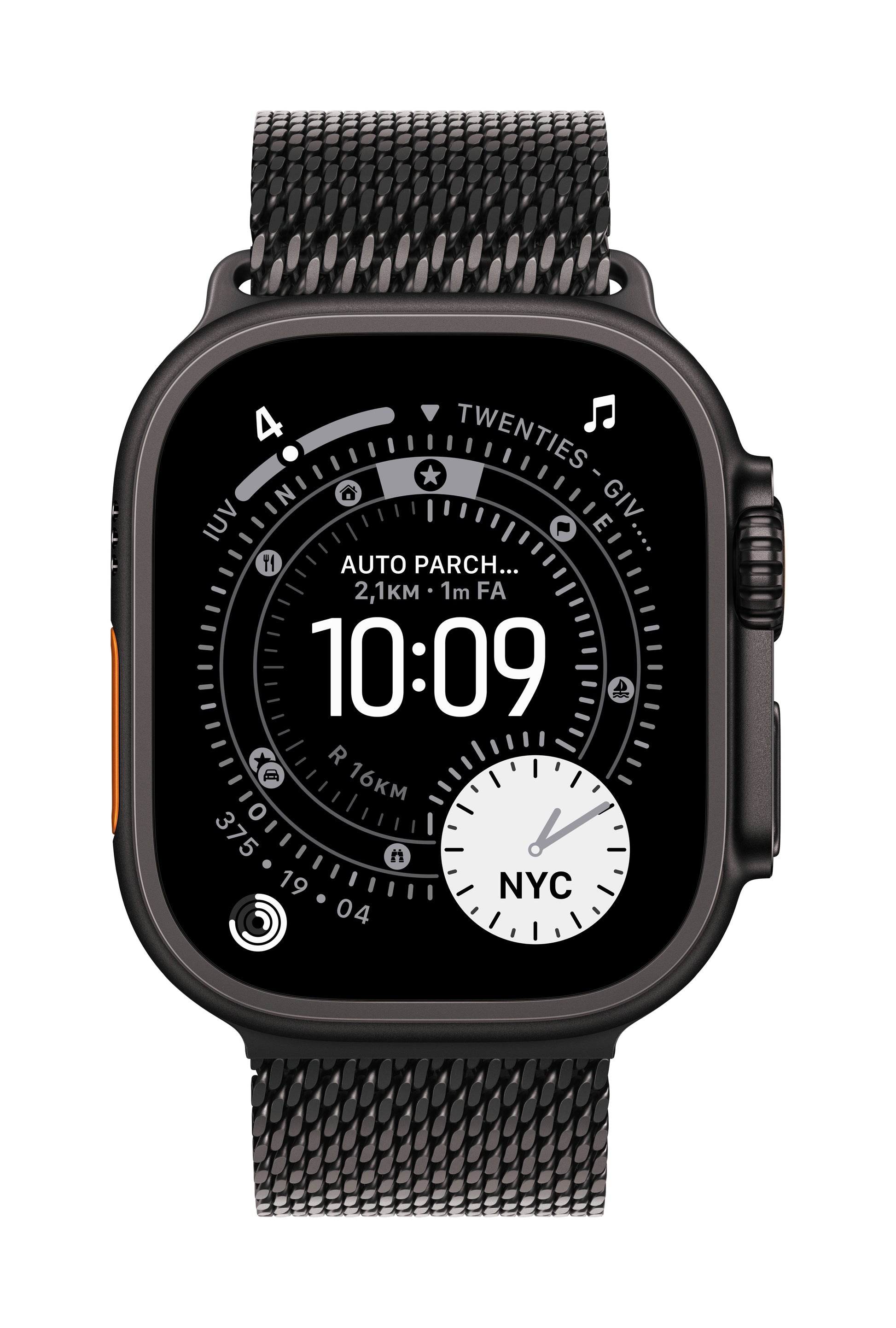 Apple Milanese Loop – Armband – für Apple Watch 49 mm, Schwarz, M, Titan