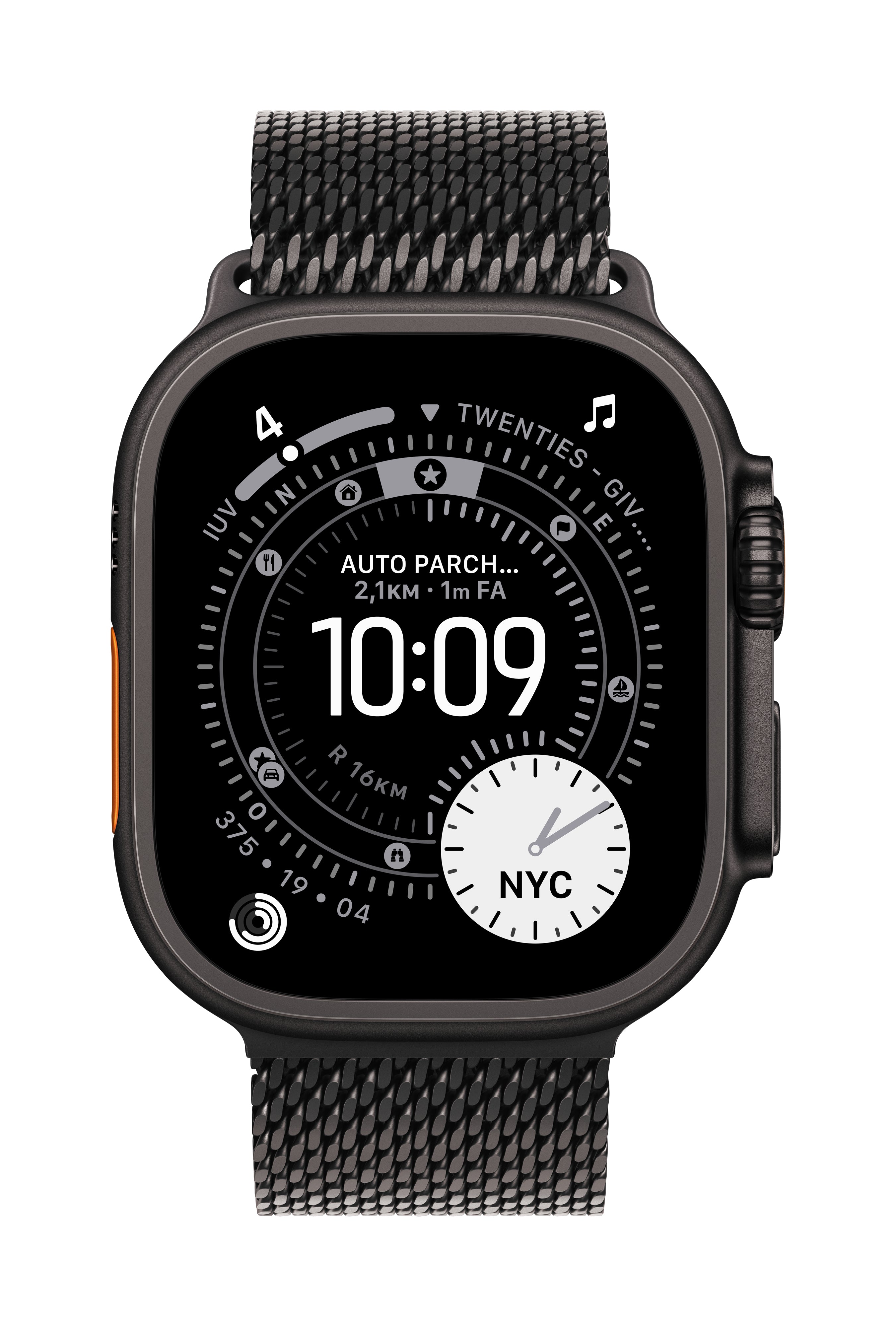 Apple Milanese Loop – Armband – für Apple Watch 49 mm, Schwarz, Grösse S, Titan