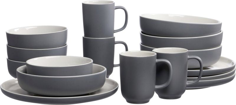 Ritzenhoff & Breker Jasper Speise-Service – 16-teilig, Ø 26 cm, Steinzeug, Grau, spülmaschinenfest