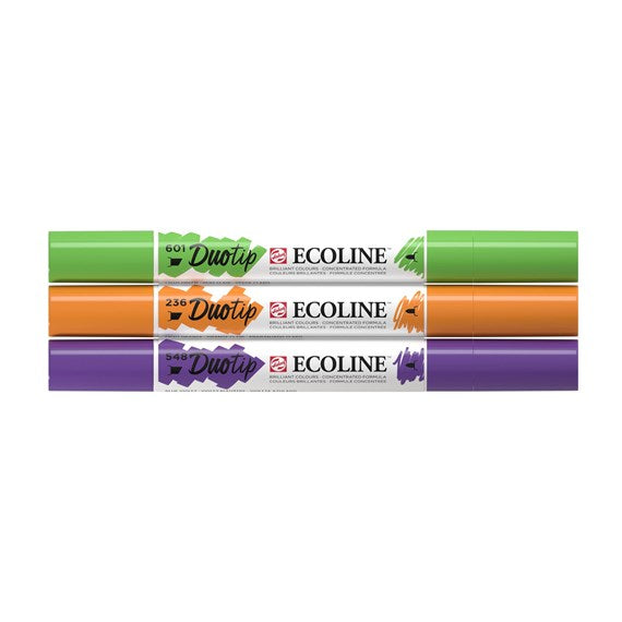 Talens Ecoline Duotip Filzstifte, Doppelspitze – 3 Farben