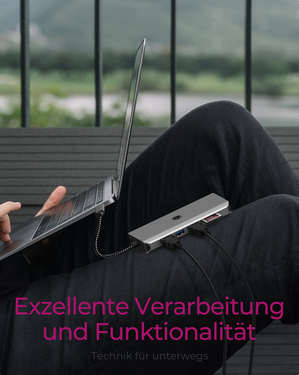 ICY BOX IB-DK4061 Dockingstation – USB-C, 2× HDMI, 4× USB-A, 100 W PD, GbE, für Windows/Mac/ChromeOS