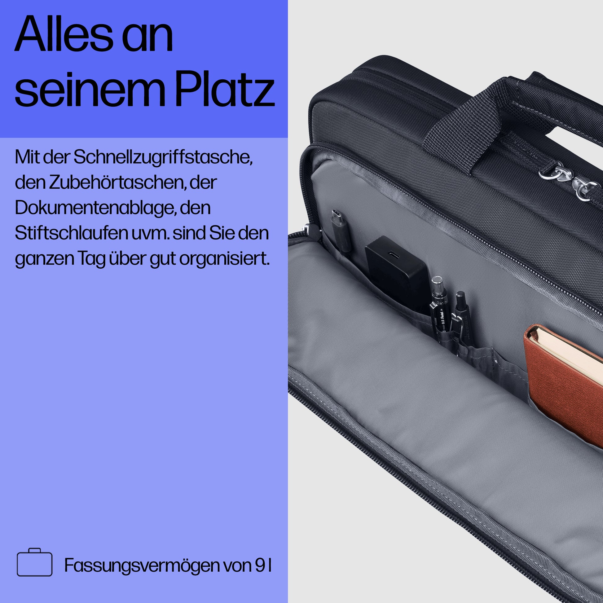 HP Notebook-Tasche für bis 14" – Wasserfest, abnehmbarer Schultergurt – Grau