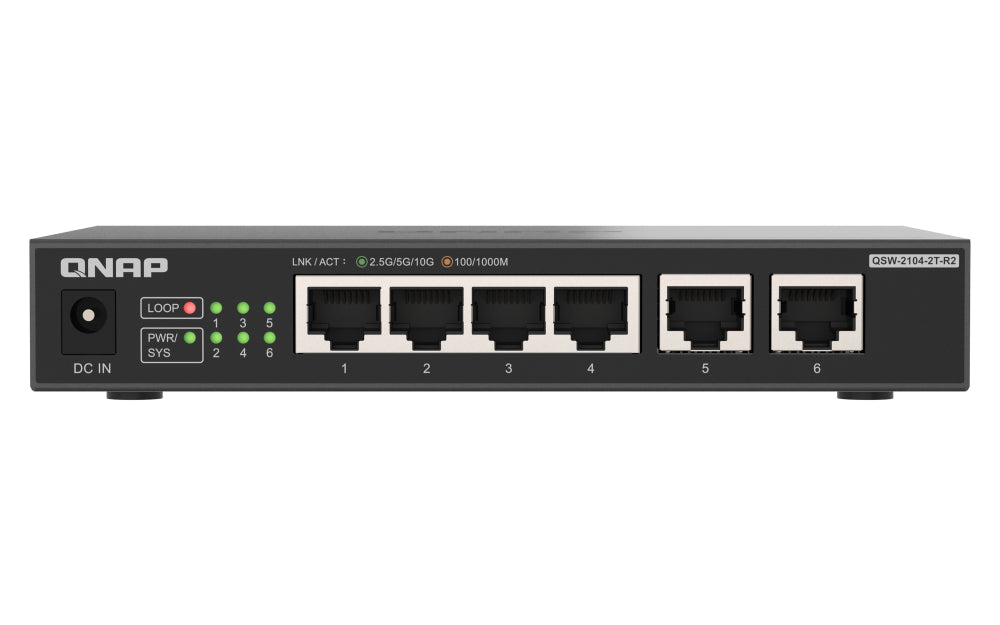 QNAP QSW-2104-2T-R2 – Switch – 4×2.5G, 2×10G RJ45