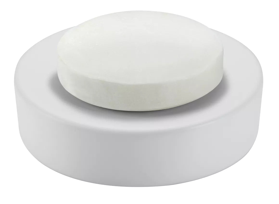 Diaqua Seifenschale Zylo – Ø11,5×3 cm, Keramik/Metall, Weiss, rund