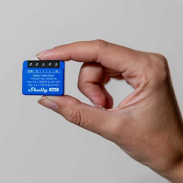 Shelly 1 Mini Gen3 – Zubehör – Schaltaktor, WLAN, Bluetooth, 8 A – für Amazon Alexa, Google Assistant