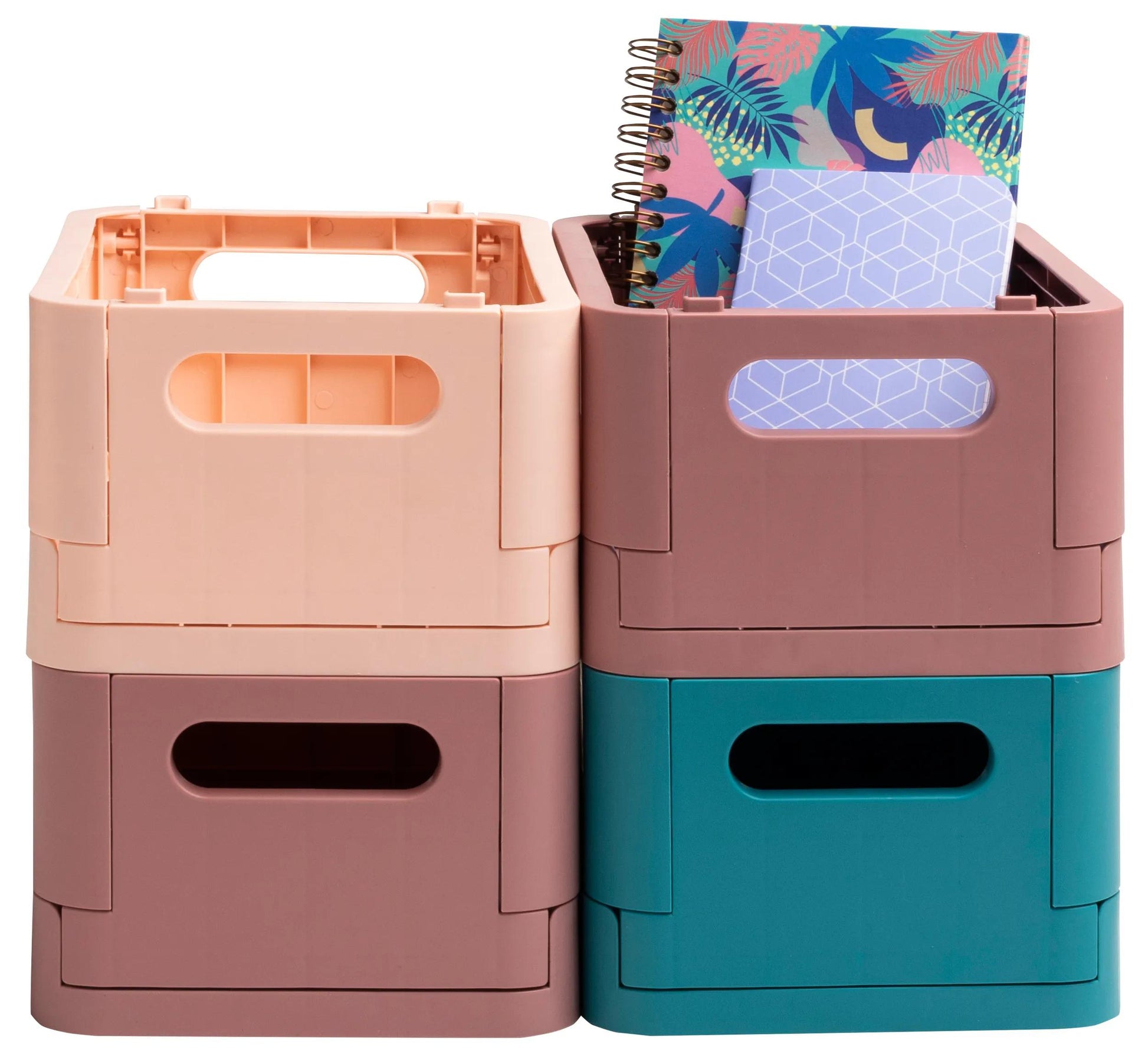 Exacompta Aufbewahrungsbox – für A6+, klappbar, hellrosa, Polypropylen (PP), B 188 × H 95 × T 138 mm