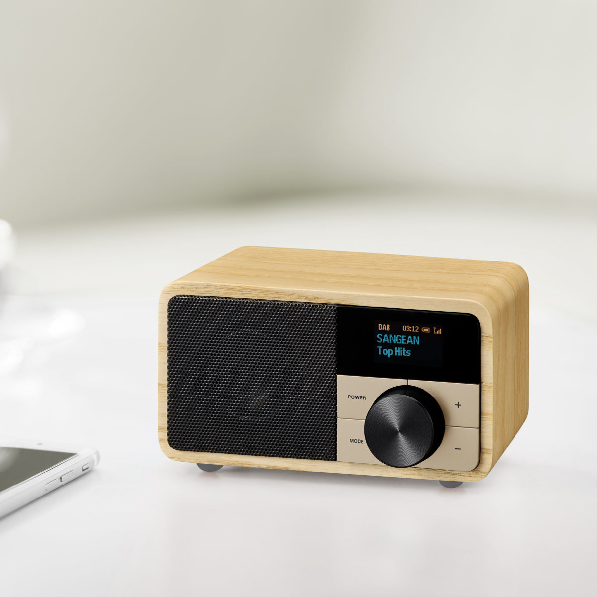 Sangean DDR-7 Natural Wood – DAB+/UKW-Tischradio, Bluetooth – Hellbraun