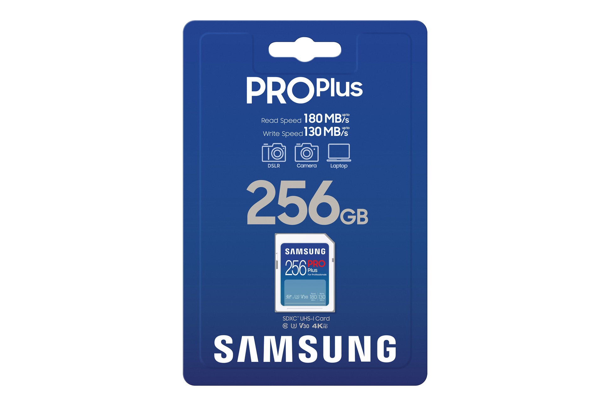 Samsung PRO Plus MB-SD256S SDXC 256 GB – UHS-I, Klasse 10, U3, V30, 180/130 MB/s