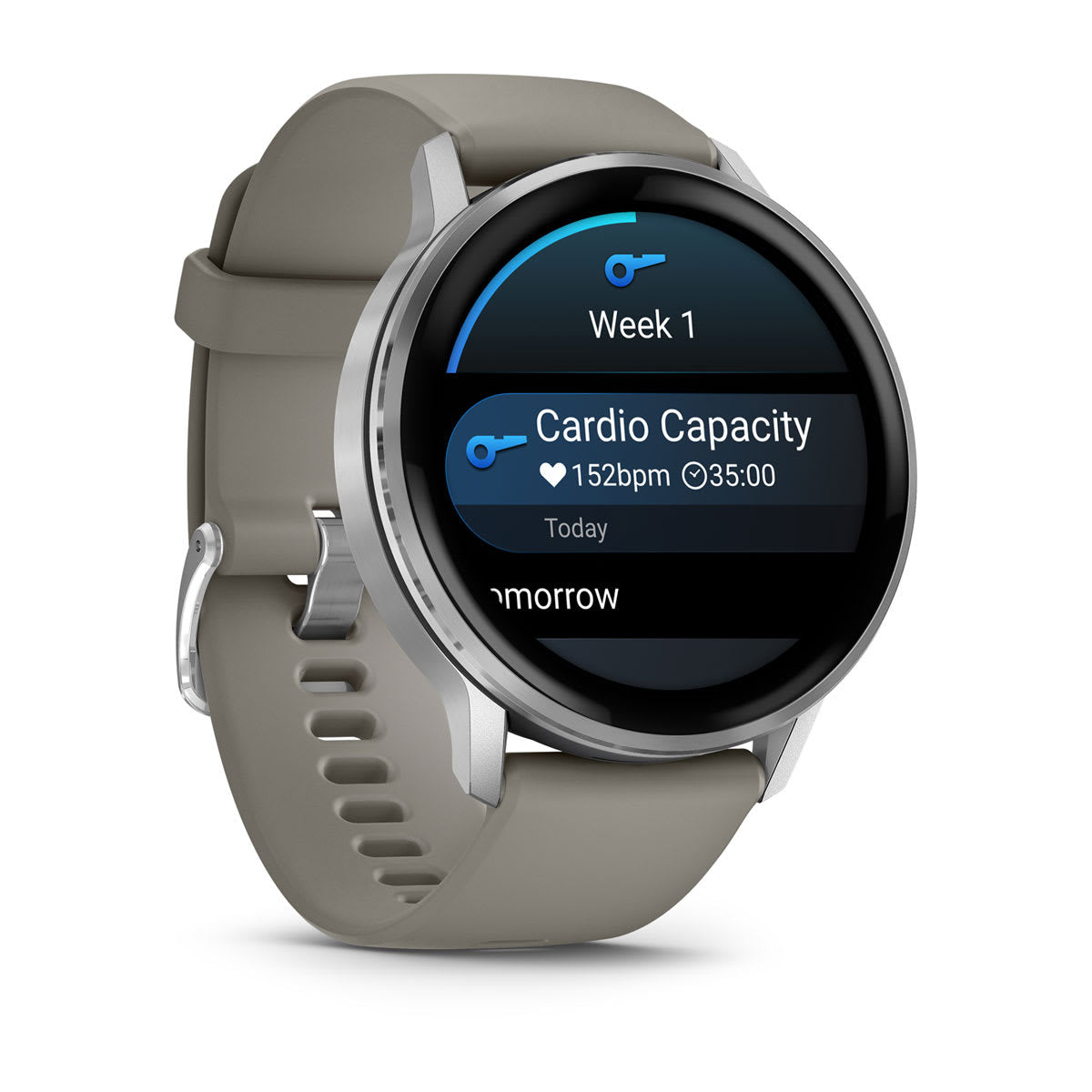 Garmin Venu 4 45 mm GPS – Edelstahl Silber, Sportarmband, Grau, 50 m, für Android und iPhone