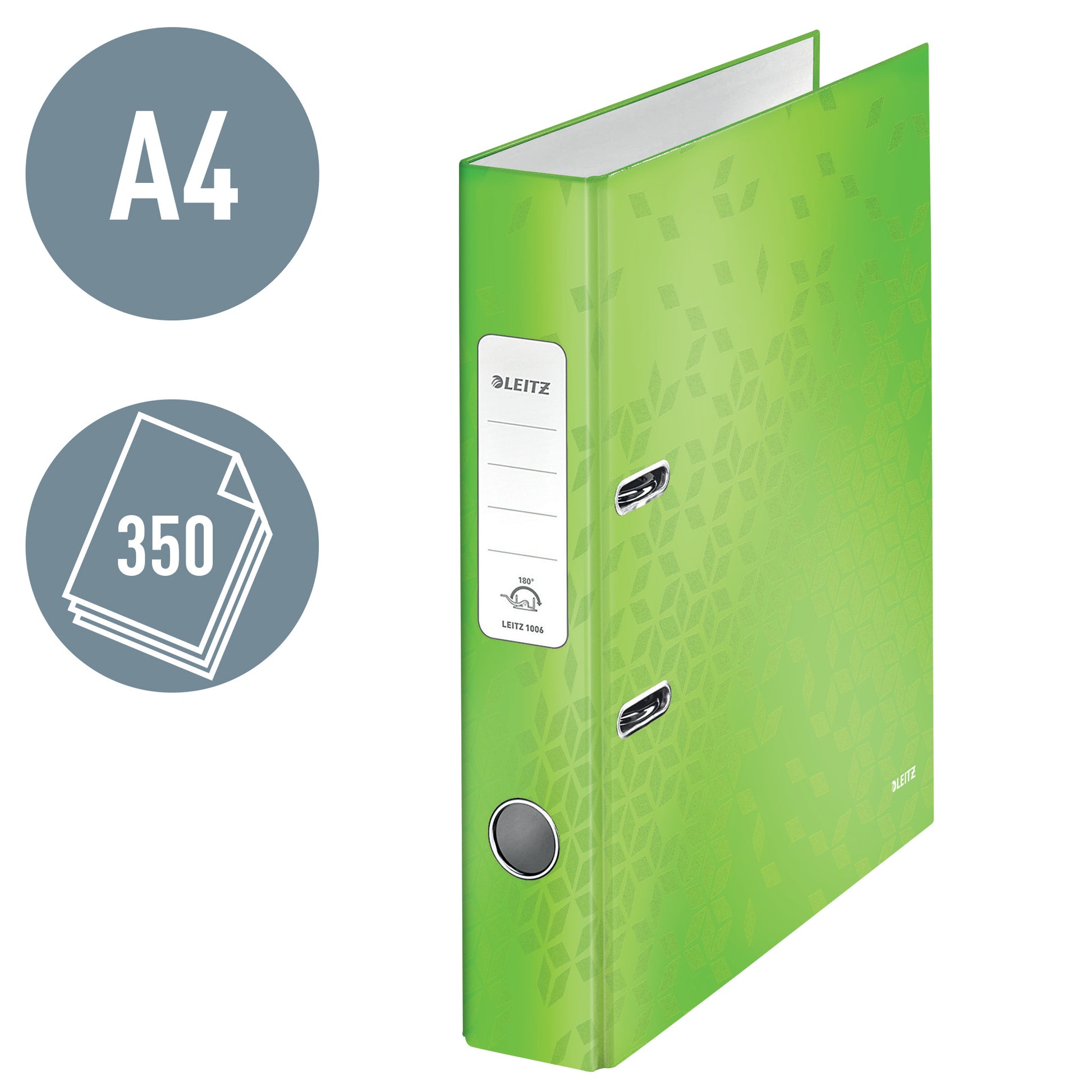 Leitz WOW 180° Ordner – für A4 – Rückenbreite 5,2 cm – Grün