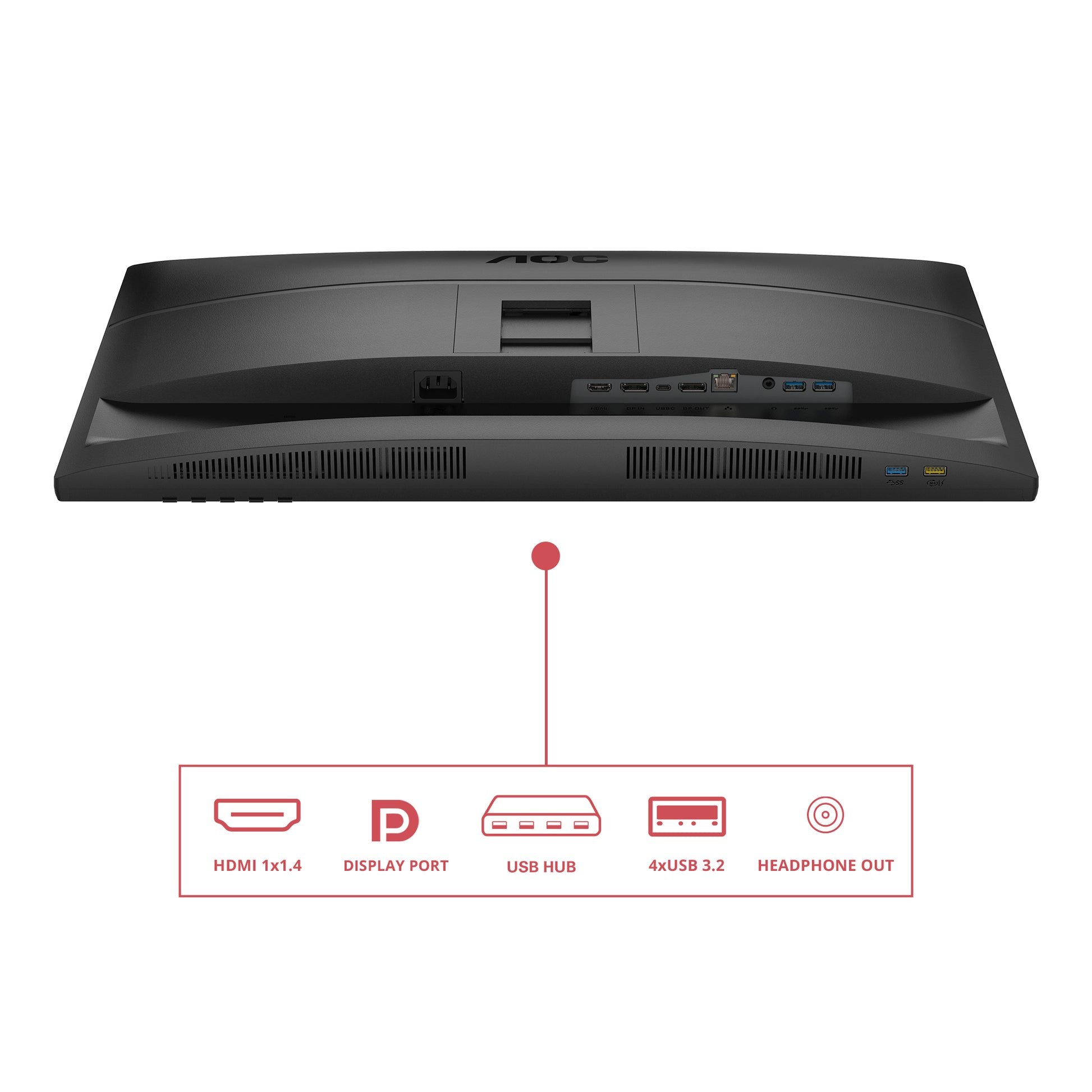 AOC 27E4CV – Monitor, 27", IPS, 120 Hz, 300 cd/m², USB-Hub, Lautsprecher, Adaptive Sync, Schwarz