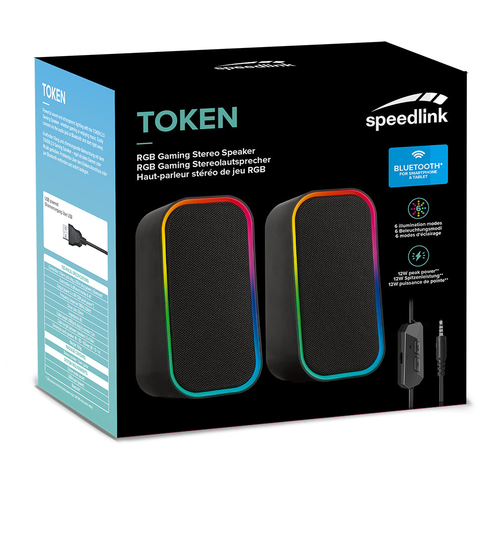 SPEEDLINK Token RGB – PC-Lautsprecher – 2.0, 6 W, 3,5 mm, Schwarz