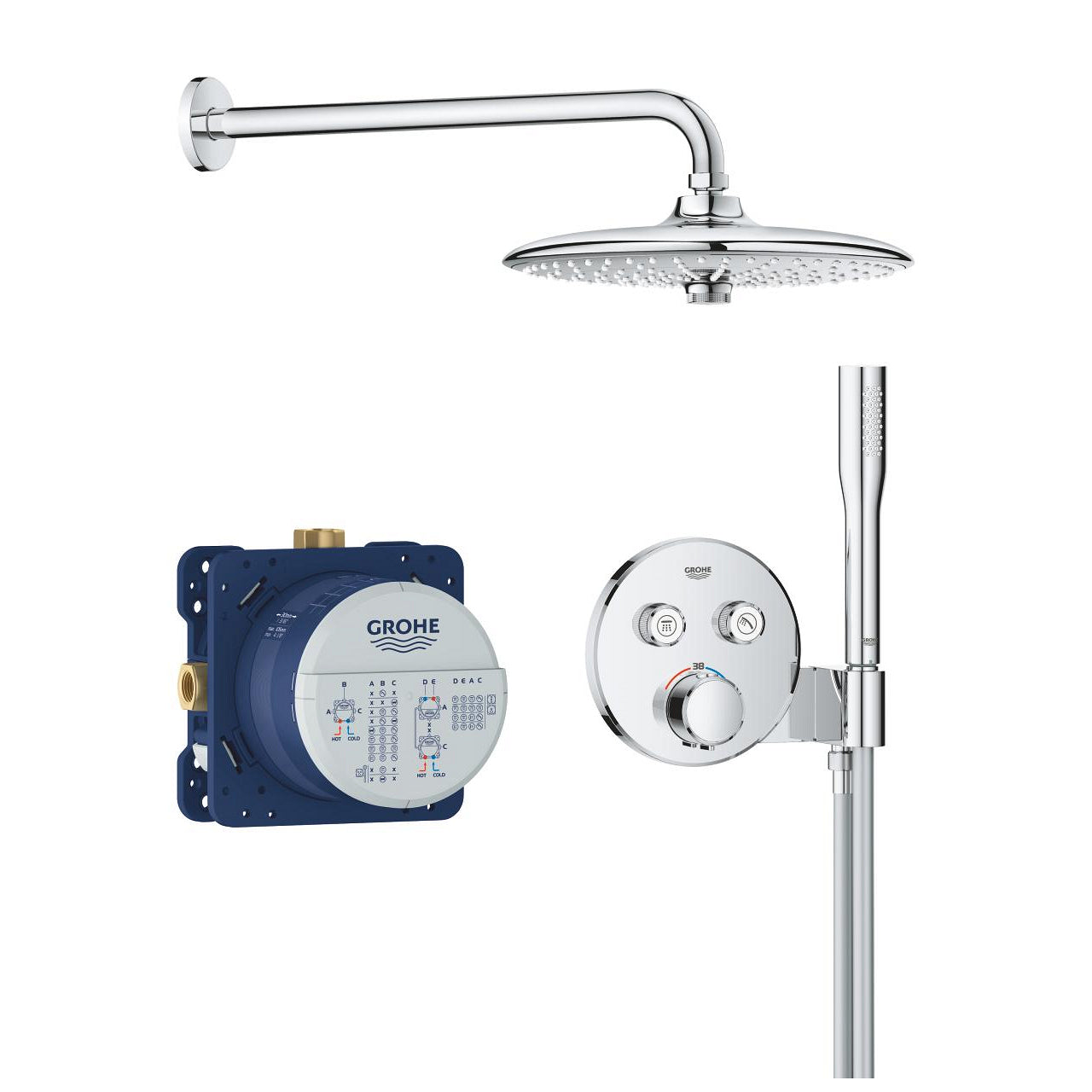 GROHE Unterputz-Badebatterie Vitalio – Thermostat, Kunststoff/Chrom