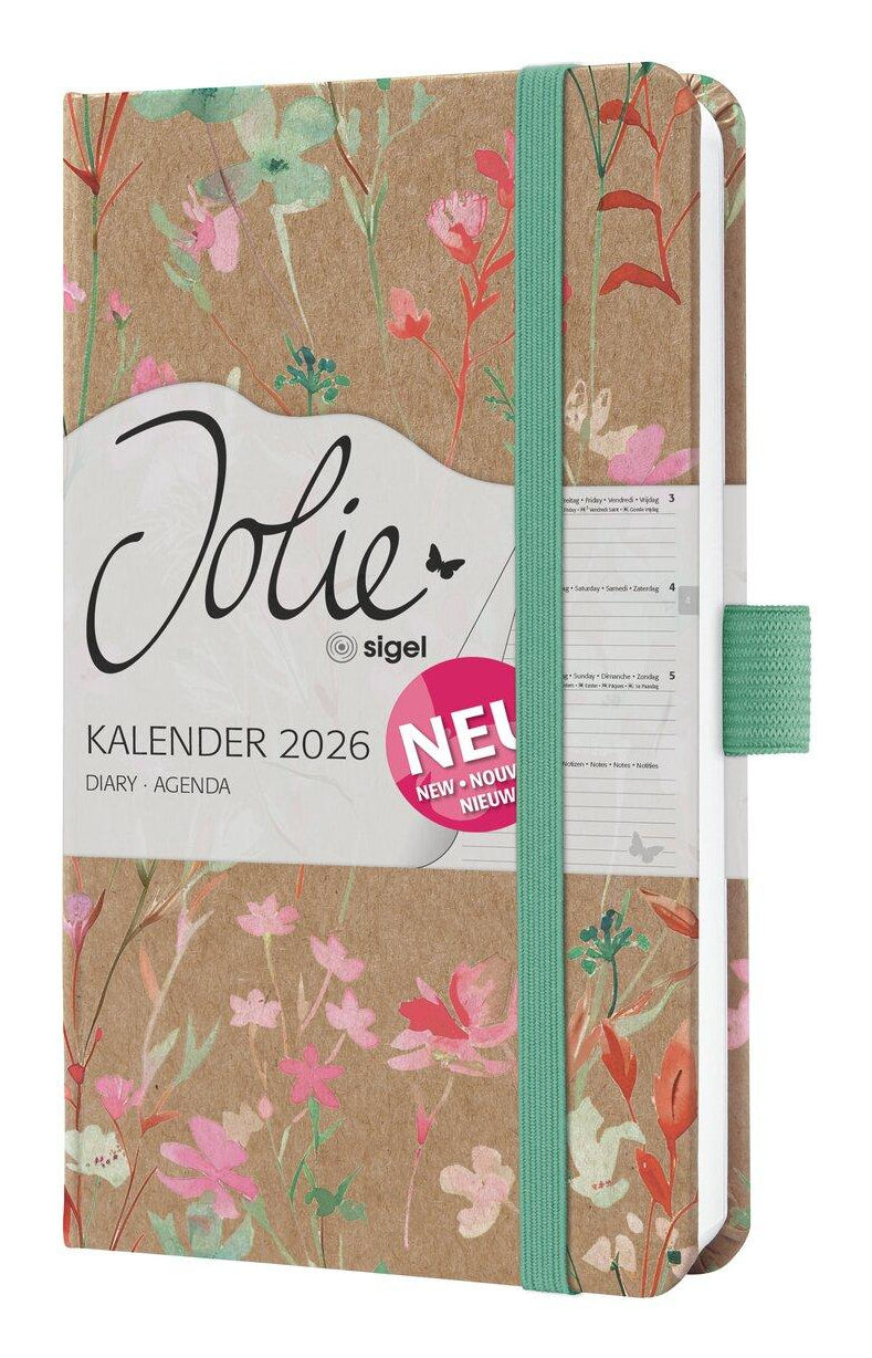 Sigel JOLIE Pure Agenda – 1 Woche/2 Seiten, gebunden, A6, 2026, Green Floral Serenity, FSC