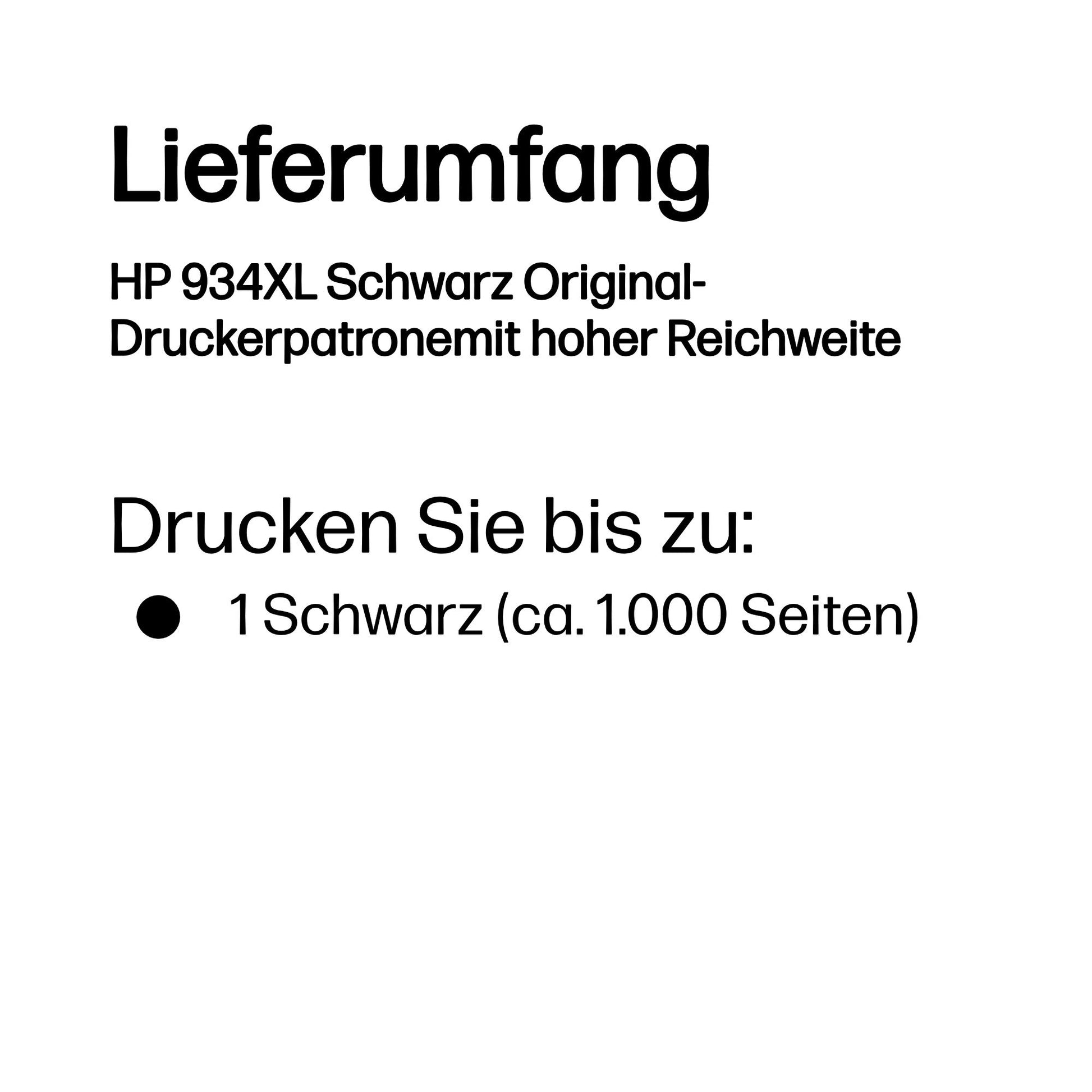 HP 934XL Schwarz Tintenpatrone (Original) – 1'000 Seiten – für HP OfficeJet 6820/OfficeJet Pro 6230