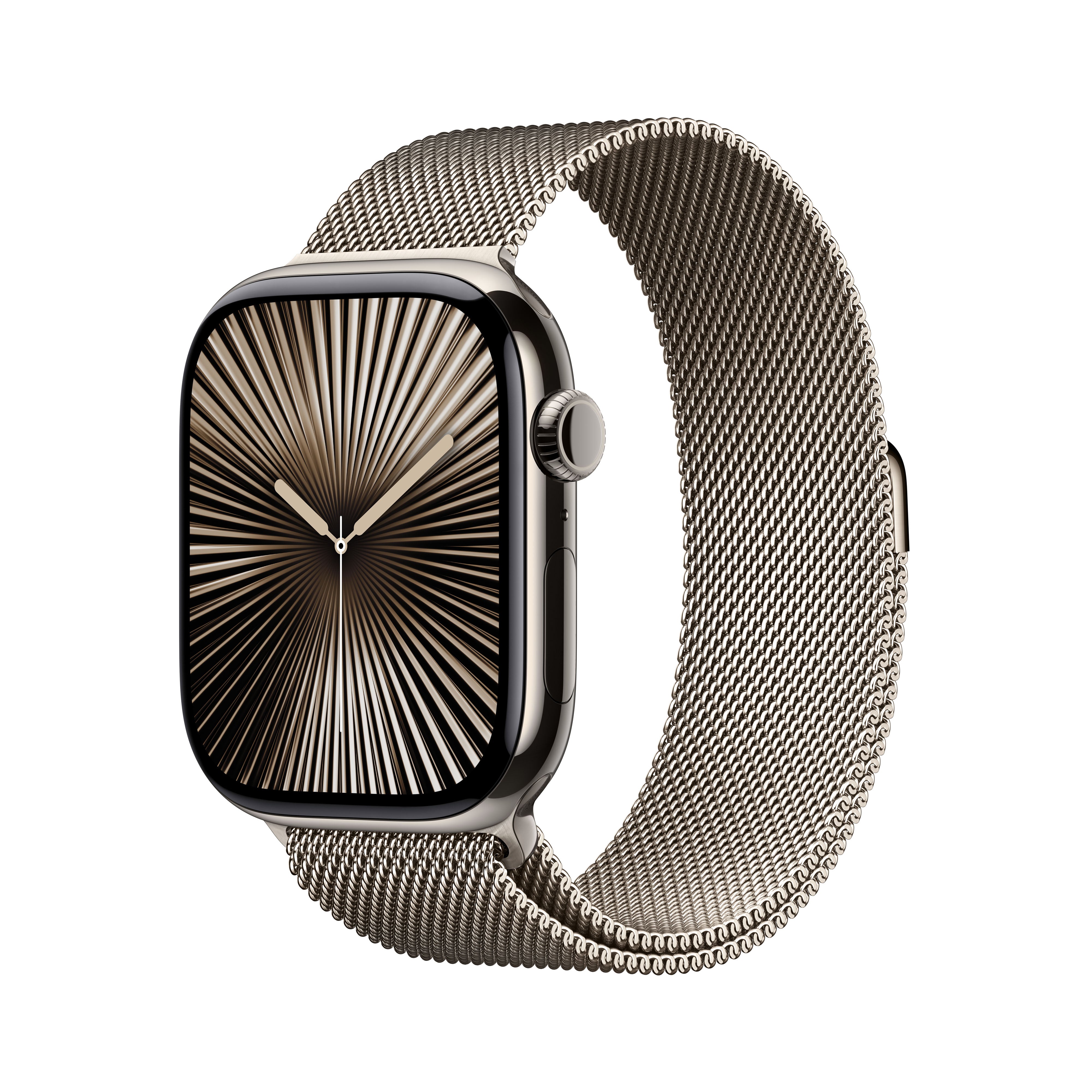 Apple Watch S10 – Smartwatch – 46 mm, LTE, OLED, IP6X, 50 m, Natürliches Titan, Mailänder Schlaufe (S/M)