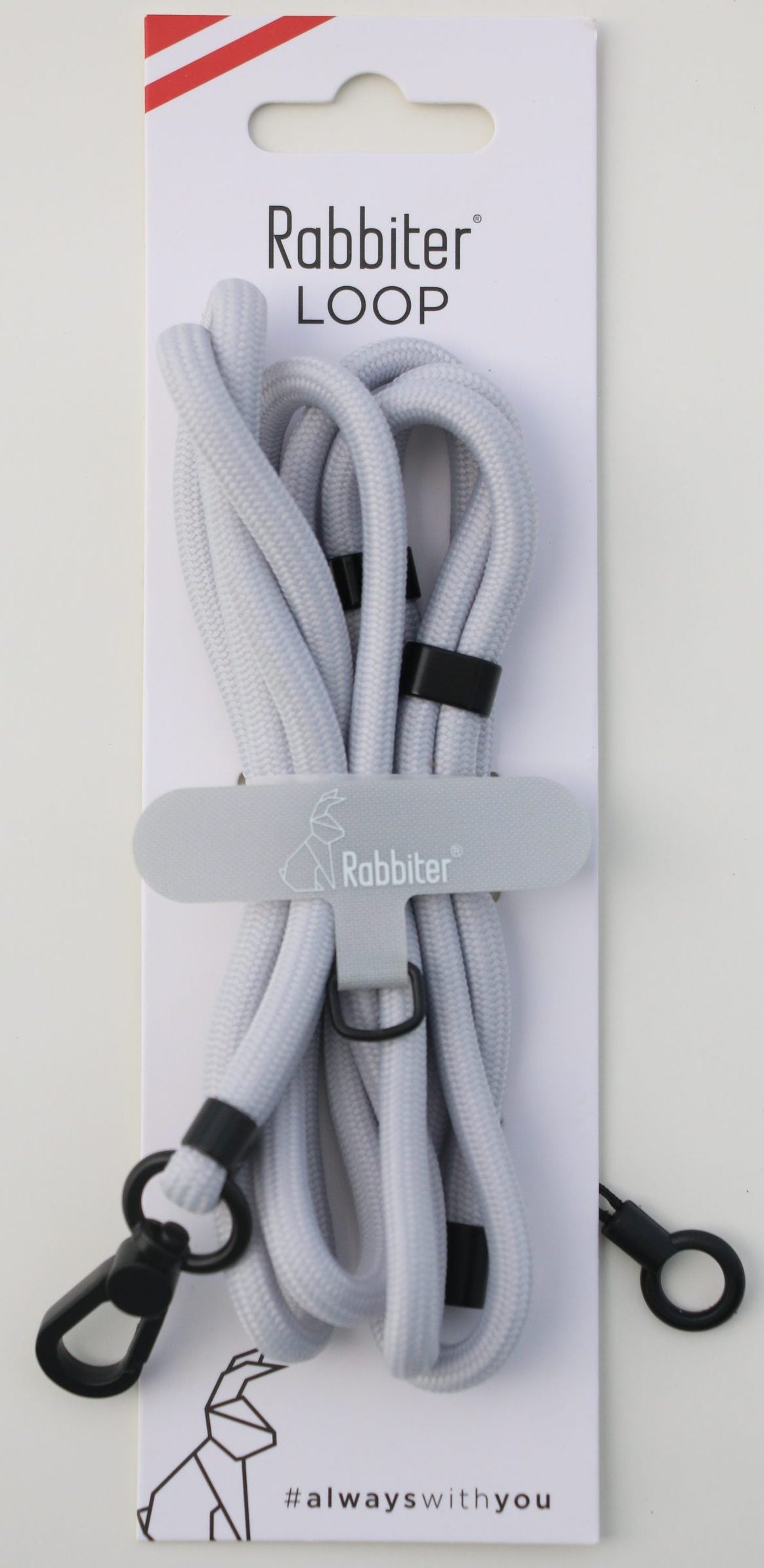 Rabbiter Handschlaufe – für Smartphone – schwarz, blau, grau, recyceltes Polyester, 80 cm