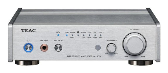 TEAC AI-303DA-X-S – Stereo-Verstärker, 50 W pro Kanal, DAC, Bluetooth 4.2, HDMI, Silber