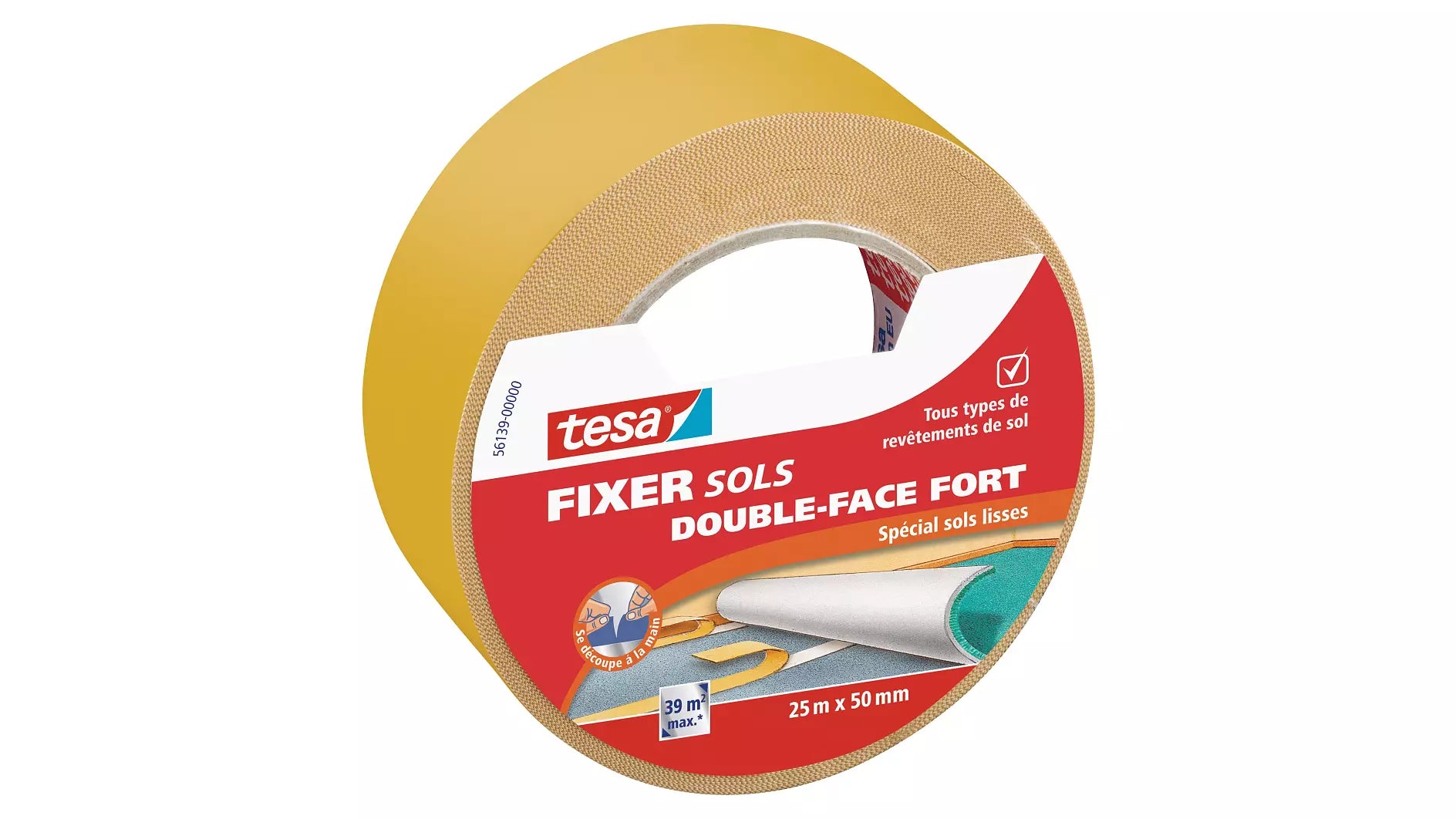 TESA Montageband – 50 mm × 25 m, gelb, für den Innenbereich
