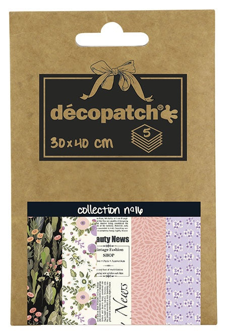 Décopatch Decoupage-Papier – 30 × 40 cm, Blumenmotiv, 20 g/m² – 5 Blätter