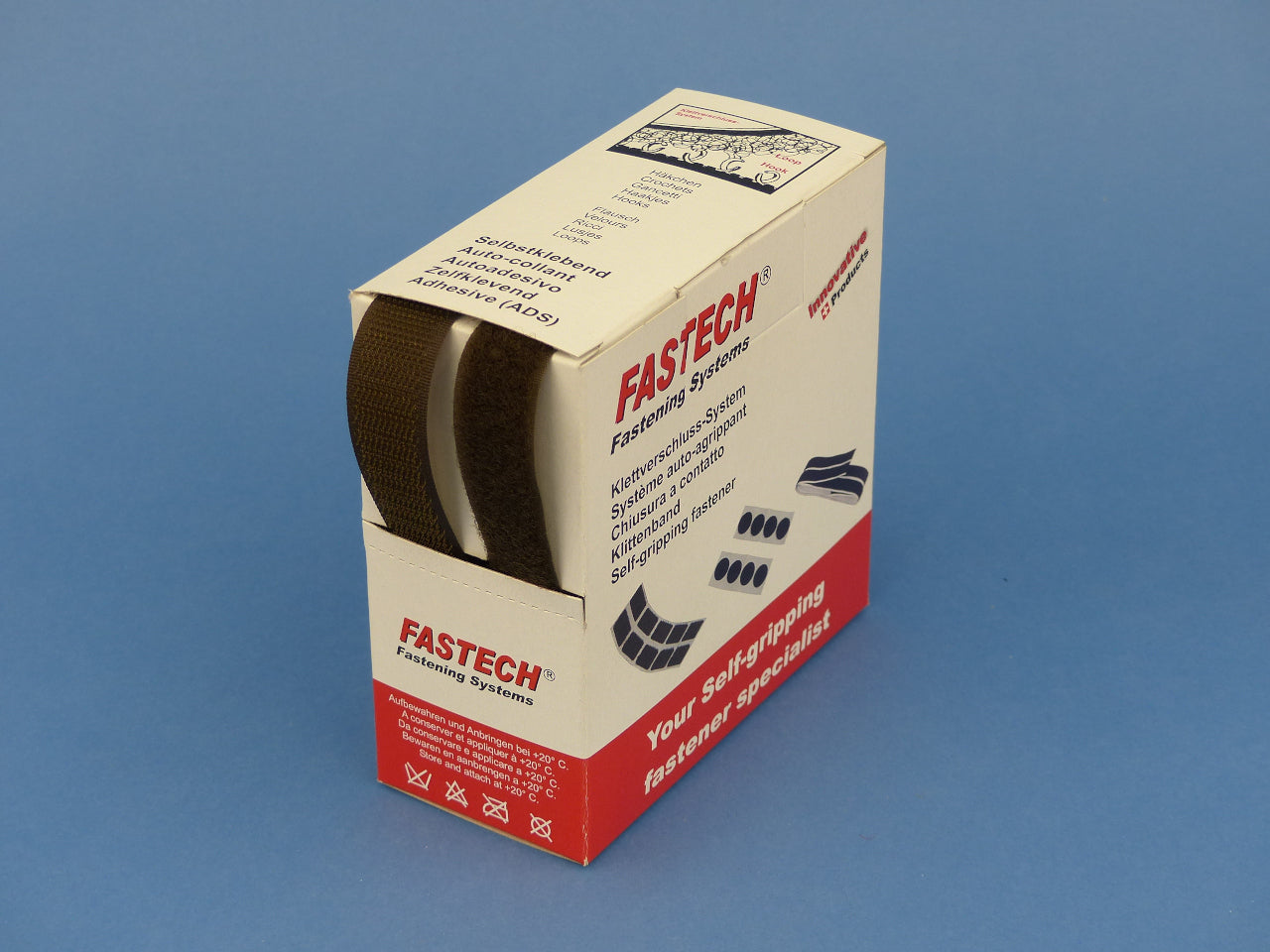 FASTECH Klettband 20 mm × 5 m – annähbar, Polyamid, dunkelbraun