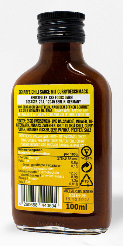 Crazy Bastard Sauce Chilisauce Berlin Brennt (Hot Curry, scharf) – 100 ml