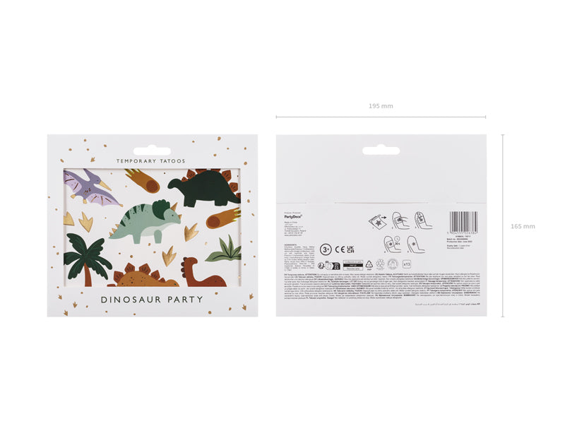 PartyDeco Face-Art Sticker Dinosaurier – mehrfarbig – 19,5 × 16,5 cm – 13 Stk