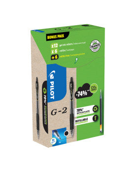 Pilot G-2 Gelschreiber – Schwarz, 0,7 mm, Druck, Nachfüllbar