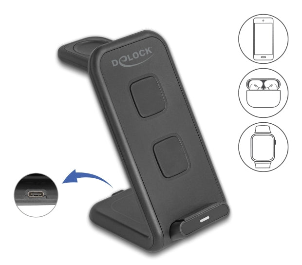 DeLOCK Wireless Charger 3 in 1 – Qi, 3 Geräte gleichzeitig