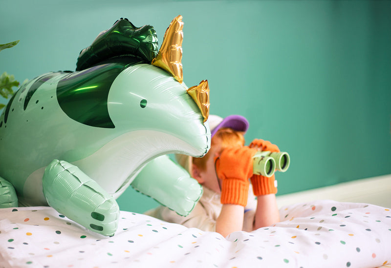 PartyDeco Folienballon Triceratops – Grün – 93 × 49 cm – Folie – 1 Stk