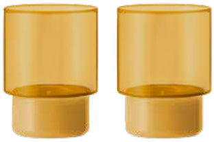 REMEMBER Trinkglas – 2er Set, 220 ml, Ø 7,0 cm, Borosilikatglas, Gelb, spülmaschinenfest