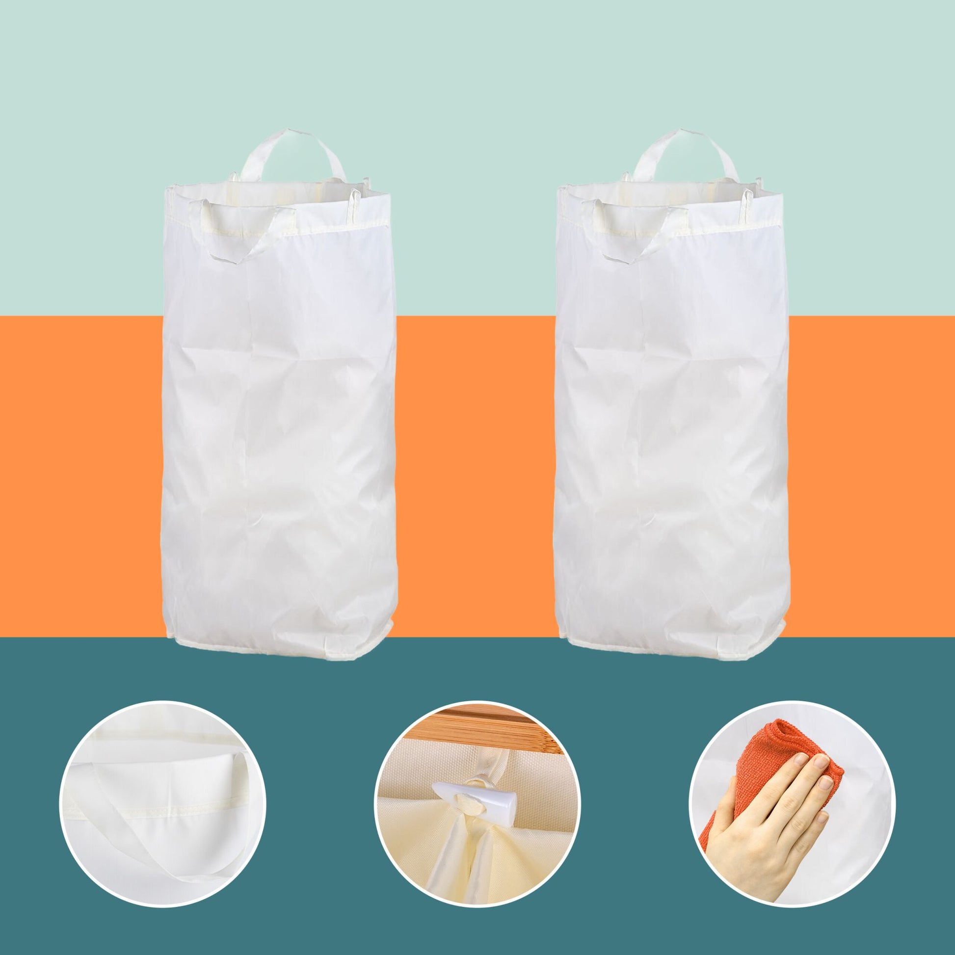 Relaxdays Recyclingbox – 170 l – Polyester, rechteckig – weiss – 2-fach
