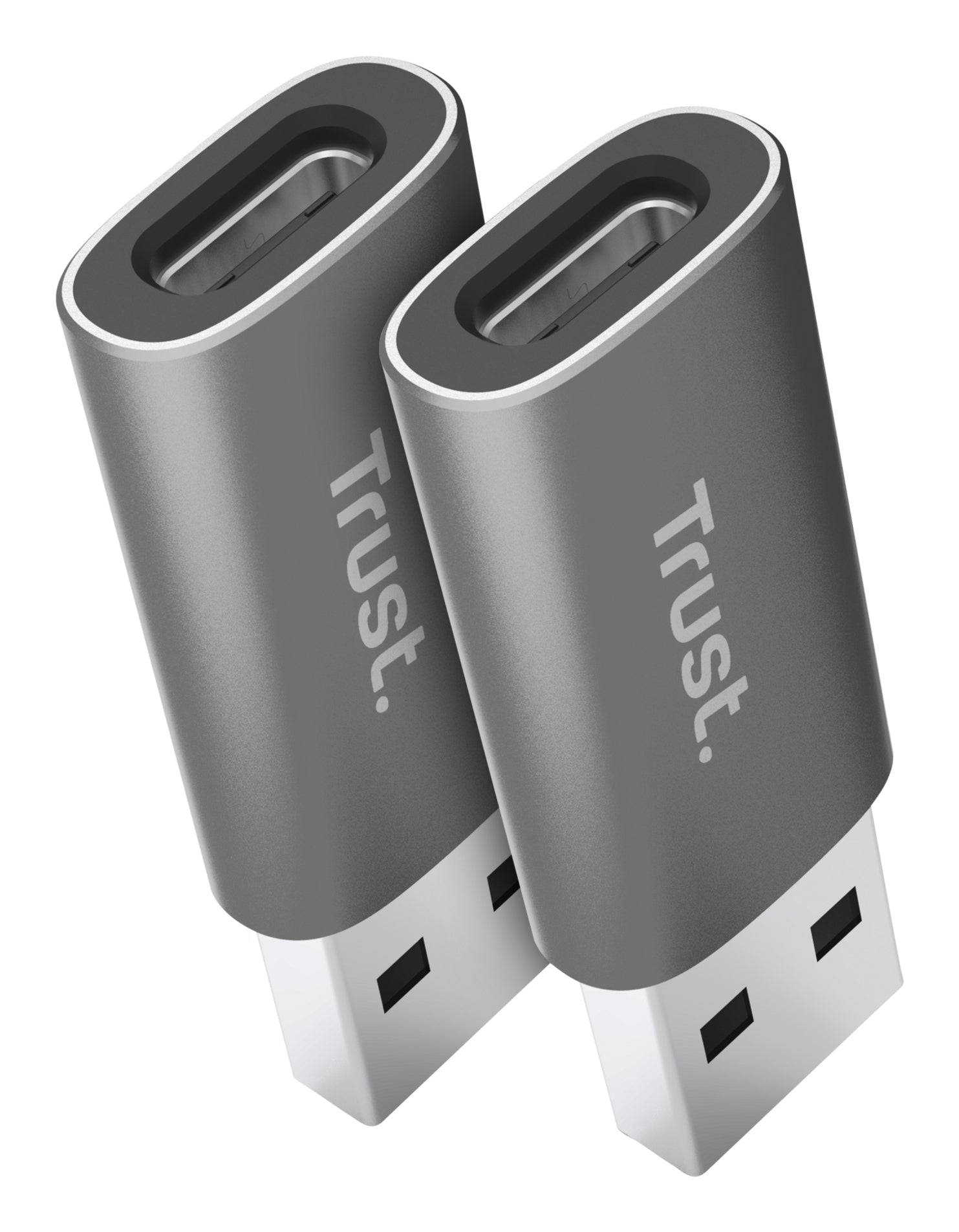 Trust Calyx Adapter USB-A zu USB-C – 2er-Pack, Plug & Play, USB 1.0/1.1 (12 Mbit/s), Grau